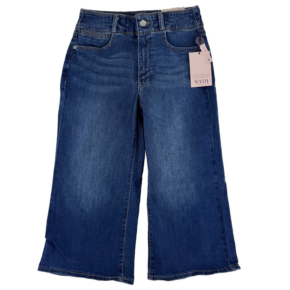 NYDJ Cool Embrace Wide Leg Denim Crop Jeans Size 2P Serendipity Blue